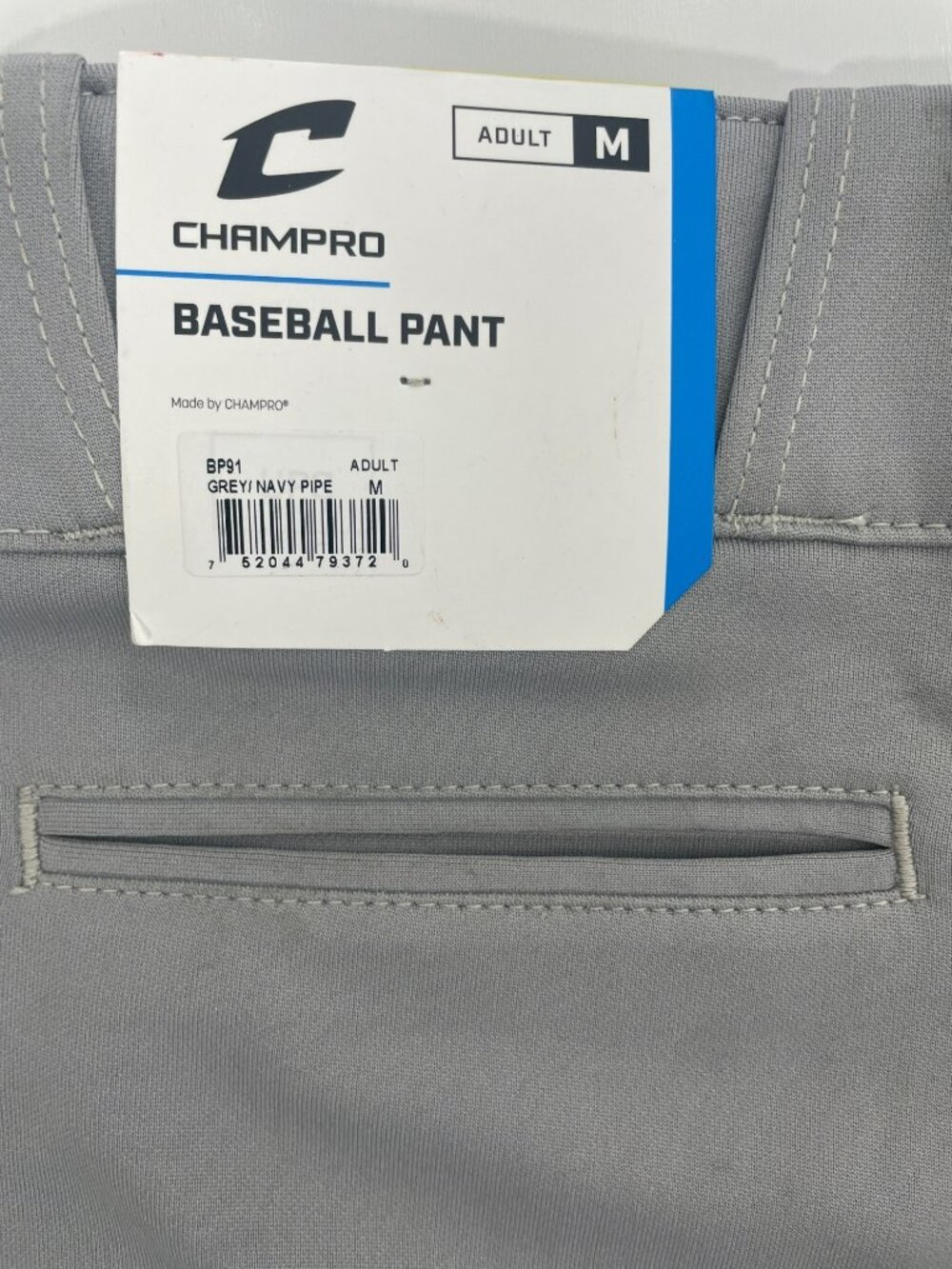 Champro Triple Crown Classic Cut Baseball Pants Gray Navy Piping Men's Sz M NWT - Picture 11 of 13